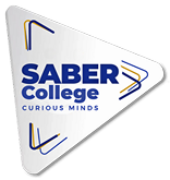 saber college logo color white